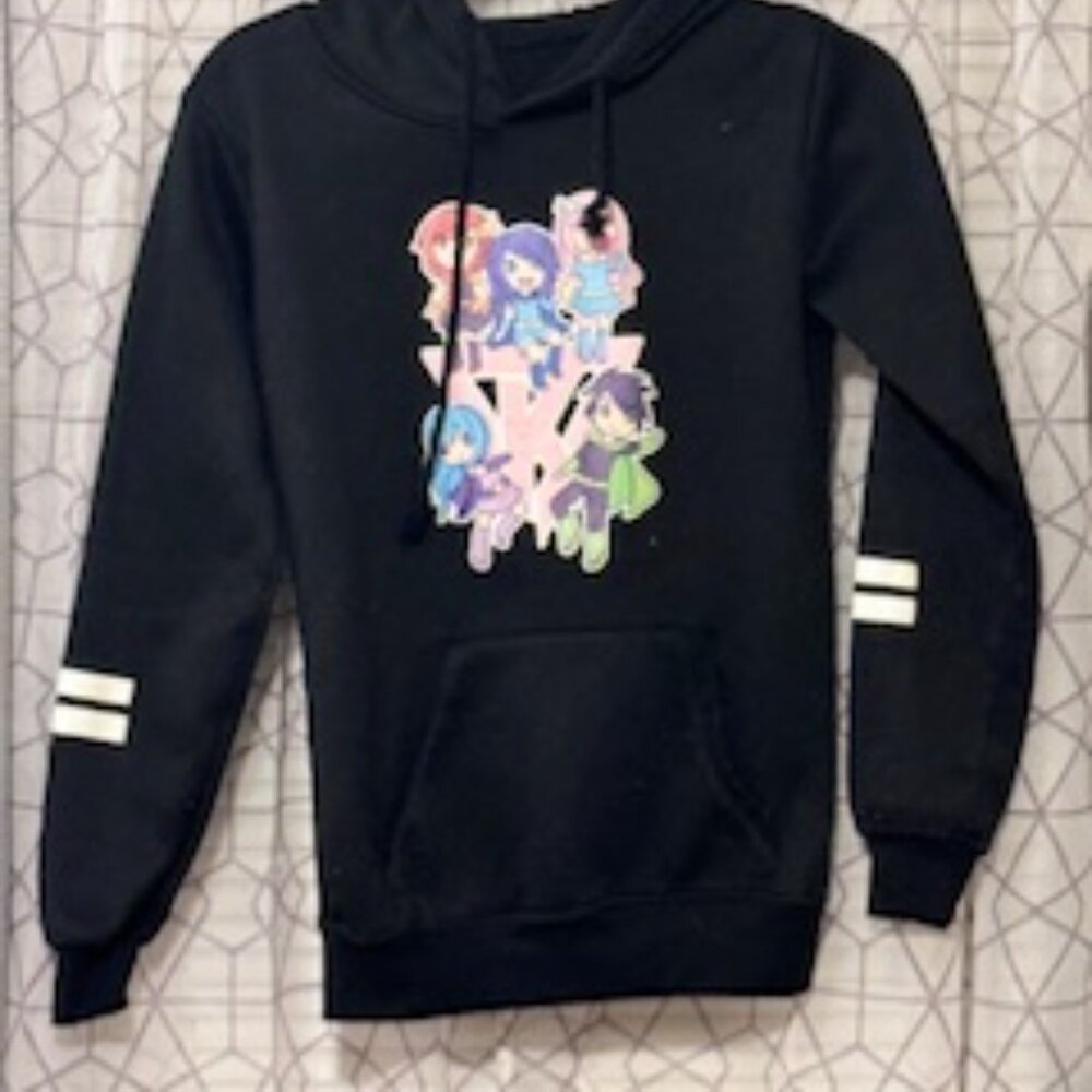 Junior Girls Small Black Anime-print Hoodie - Picture 2 of 3